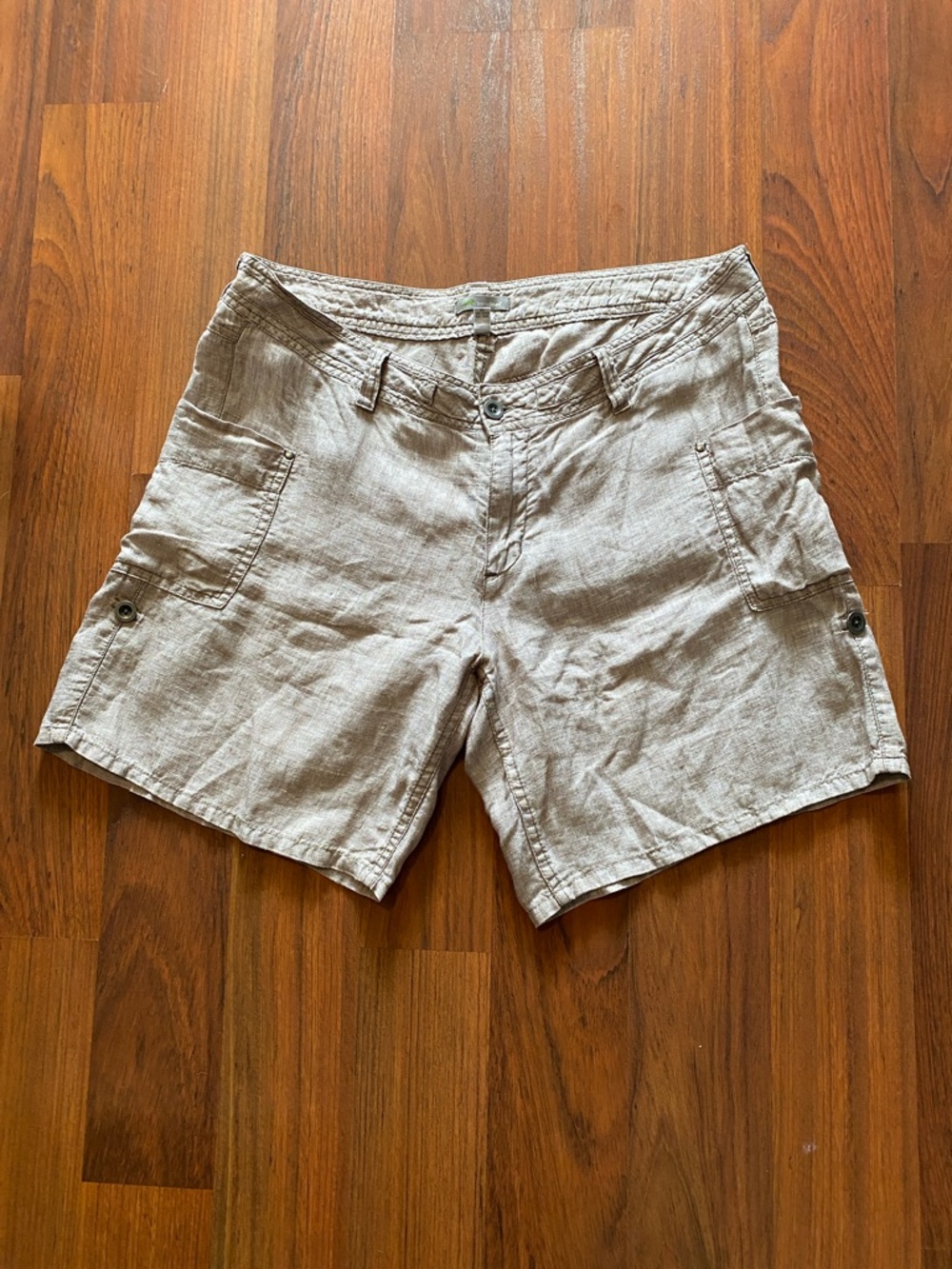 Horny Toad Taupe Linen Cargo Shorts, Women’s Size 12